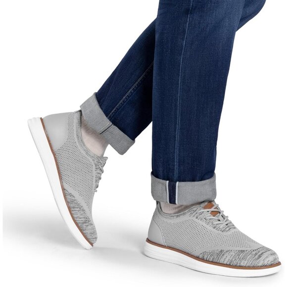 ⚡Men Grey Wave Knit Flex Breeze Mesh Oxfords Lace-Up Lightweight Walking Sneaker - Picture 8 of 9